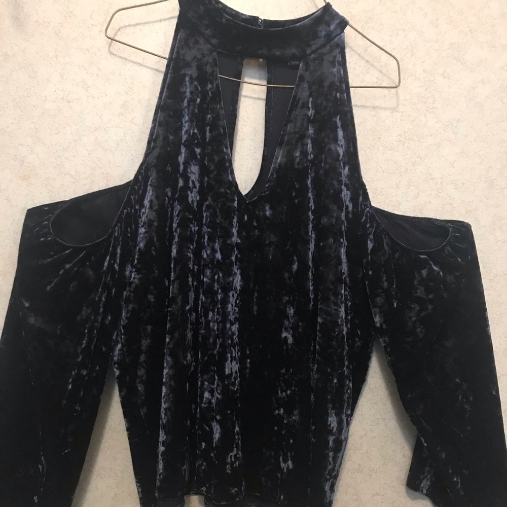 Off shoulder velvet top